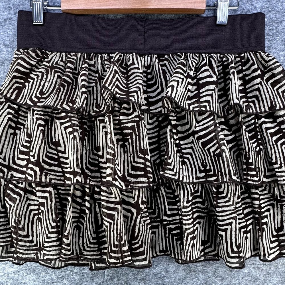 Heart Soul Juniors Layered Ruffled Geometric Skirt Brown Beige Size XL